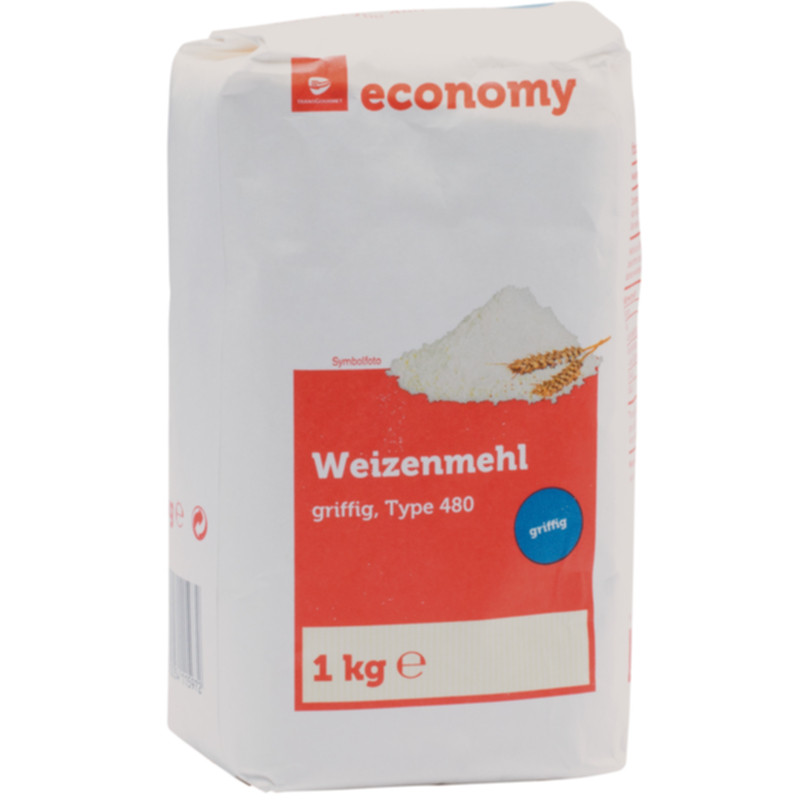 Economy Weizenmehl griffig Type 480 1 kg Preiswertes Qualitätsmehl für Strudel, Knödel und Nudeln